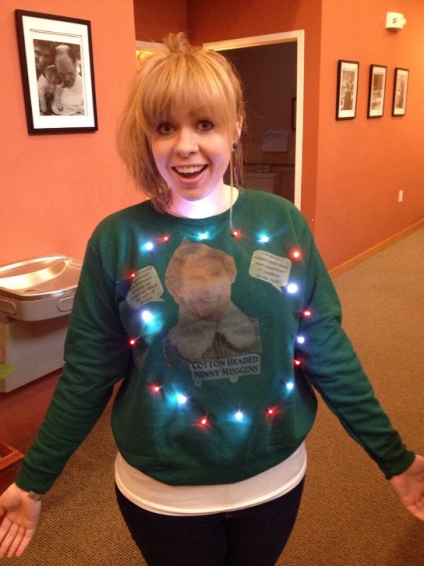 ugly christmas sweater elf Will Ferrell Tracy Lynn Combs